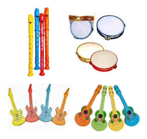 Kit 20 Brinquedos Viola Guitarra Pandeiro Flauta Atacado