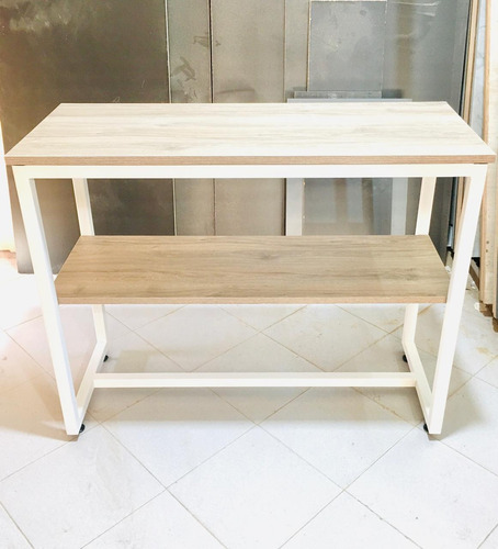 Mesa Recibidora Arrime Hierro Madera 100x40x77 Con Estante