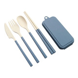 Set Cubiertos Desmontables Fibra Trigo Ecologico Estuche