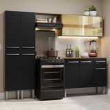 Mueble De Cocina Completo 229 Cm Rp Emilly Madesa 06, Color Rústico/negro