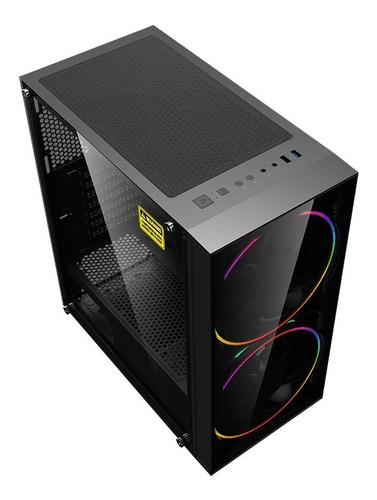 Gabinete Mid Tower Gamemax Black Hole Argb Vidrio T 3 Fan 1 Color Negro