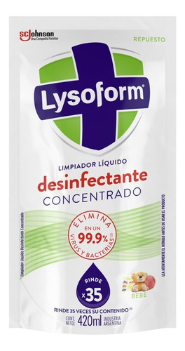 Limpiador Liq Lysoform Desinfectante Bebé Doypack 420ml