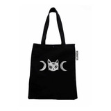 Cartera Bolsa Totebag Bordada Wiccat Triple Diosa Gato Lunas