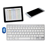 Teclado Branco Compacto Bluetooth P/ Tablet Celular Notebook