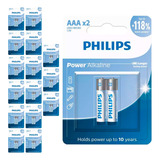 32 Pilhas Alcalinas Aaa 3a Palito Philips 16 Cart