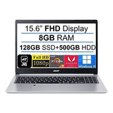 Laptop Acer Aspire 5 15.6'' Ryzen 3 8gb 128gb+500gb -plata