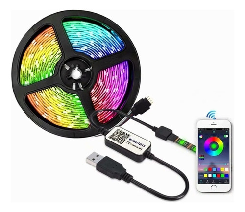 Fita De Led 2m Decoração Colorido Bluetooth+usb+controle De