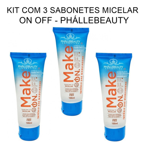 Kit Com 3 Sabonete Micelar Make On Off - Phállebeauty