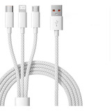 3en1 Cable De Carga Usb Rápida Nailon Para iPhone/tipo-c/usb