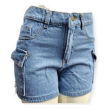 Short De Jeans Cargo Mom Rigido Varios Colores Calce Unico