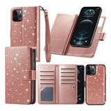 Funda Varikke Para iPhone 12/12 Pro Glitter Rose Gold