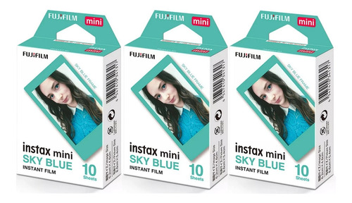Instax Mini Instant Film 30 Photos Borda Sky Blue Fujifilm