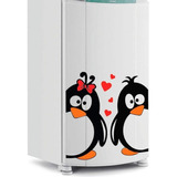 Adesivo  Geladeira Pinguim Casal Decorativo 0,67 X 0,54 Cm