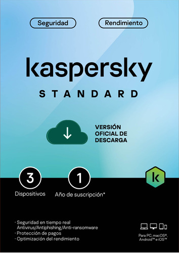 Kaspersky Standard 3 Dispositivos 1 Año Base Facturado