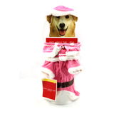 Roupa Pet Cachorro Fantasia Mamae Noel Rosa C/ Toca P B7051