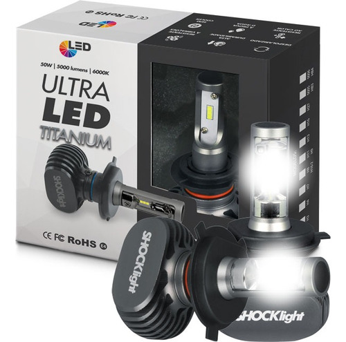 Lâmpada Ultra Led Titanium Shocklight 10.000 Lumens H4 - Par