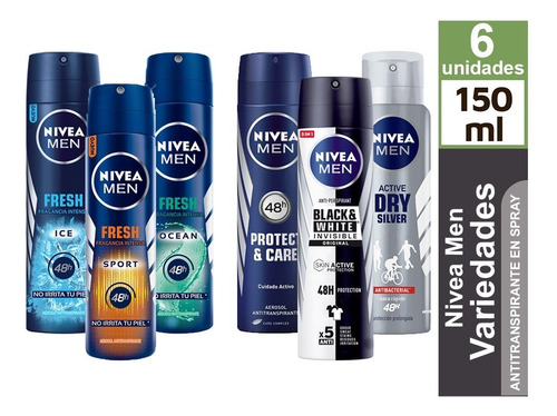 Nivea Desodorante Spray Variedades Pack 6 Unidades 150 Ml