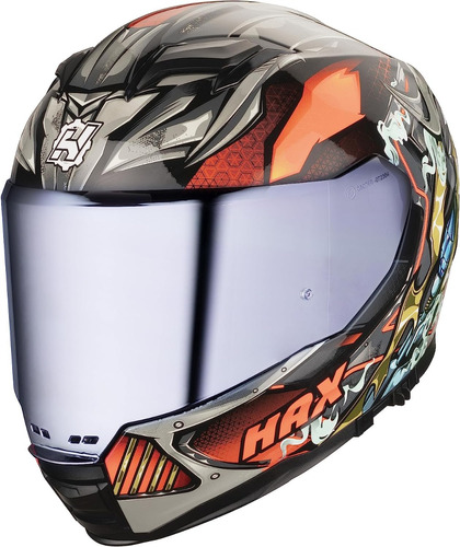 Casco Cerrado Para Moto Hax Force Darkeness Falls Rojo