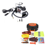 Kit Compresor 12v Auto + Kit Emergencia Baliza Cables Linga
