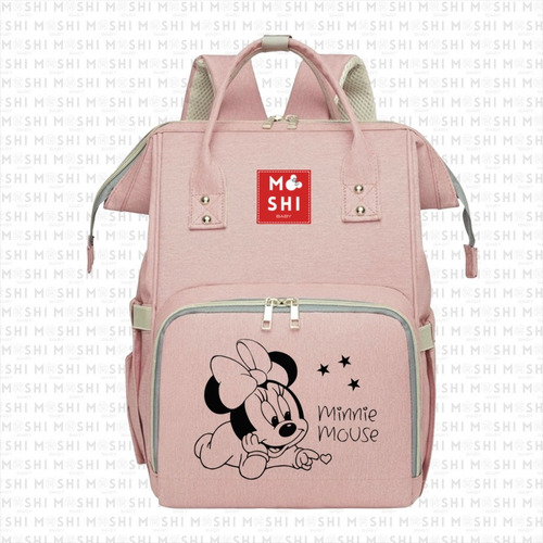 Bolso Mochila Maternal Pañalera Diseño Mickey - Minnie Mouse