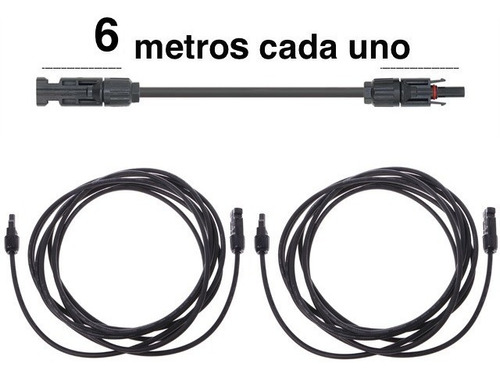 Extension Cable Solar  6metros Negro Conector Mc4 (2 Par) 