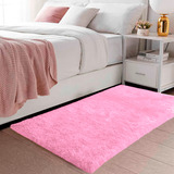 Tapete Sala Quarto 2,00x0,60 Shaggy Luxuoso Peludo Fofinho Rosa Casa Laura Enxovais