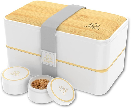 Caja Bento Bambú Lonchera Lista Para Microwave Premium