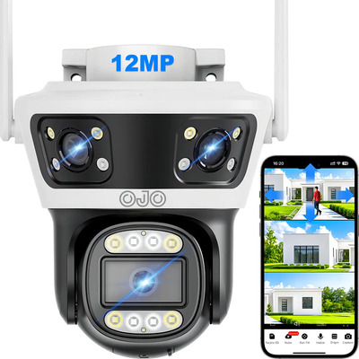 Cámara de Seguridad OJO Exterior 12MP 3 Lentes Visión Nocturna Color WiFi | Envío gratis
