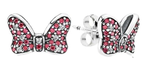 Aretes Candongas Topos En Plata 925 Moño Minnie