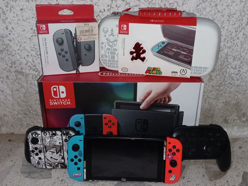 Nintendo Switch Completa, Mandos Extra, Y Estuche.