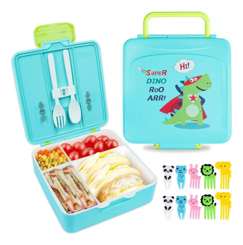 Lonchera Bento Infantil Cuadrada Con Manija Y Palillos