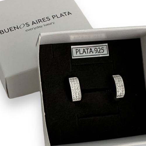 Aros Argollas Plata 925 Italiana Cristales Pavé Mujer Regalo