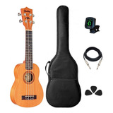 Kit Ukulele Soprano Elétrico Shelby Mogno Su21m Completo