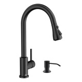 Appaso Grifo De Cocina Negro Con Dispensador De Jabon, Moder