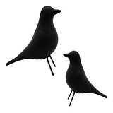 Conjunto Enfeite Pássaro Eames Bird Preto Branco