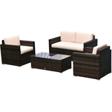 Outsunny - Juego De Muebles De Patio Acolchados, 4 Piezas, C