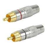 Plug Rca Macho Metálico Gold Alta Qualidade Kit Com 2