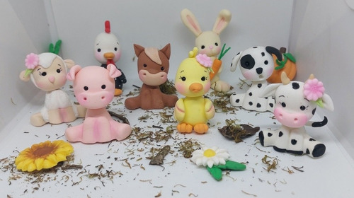 Animalitos De La Granja En Porcelana Fria 