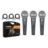 Kit 3 Microfone Profissional Sm Ktr58 Ksr Pro + Cabo Xlr