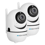 Kit X2 Camaras Seguridad Ip Wifi Newvision Wifi Vigilancia C Color Blanco