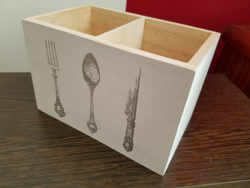 Organizador Caja Cubiertos Cocina Rustico Con Division 