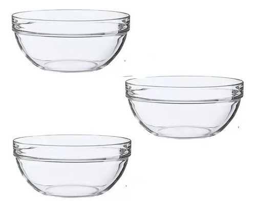 Set X3 Bowl Luminarc Apilable 17cm Ensaladera Vidrio