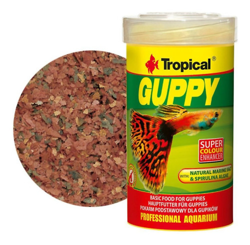 Alimento Tropical Guppy Super Color Escamas Lebistes 20g 