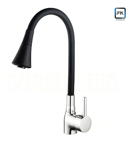 Llave Monomando Lavaplatos Sólida Flexible Campana Negra Fk