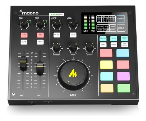 Consola Streaming Podcast Maono Am100 Interface Mixer Usb C