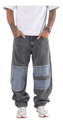 Jean Baggy Amplio Oversize Holgado Hombre Premium Gris