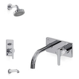 Griferia Combo Baño Ducha+lavatorio Pared Hidromet Flat Crom