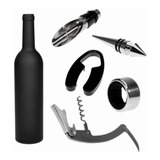 Set Kit 5 Pcs Sacacorcho Descorchador + Estuche Botella Vino