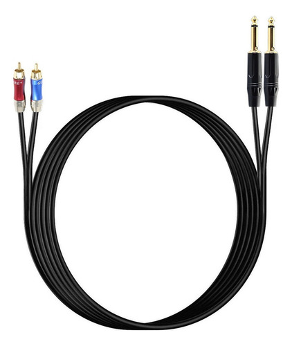 Cable De 1,8 M 1/4 Trs Jack A Dual Rca Chapado En Oro 6,35