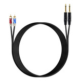 Cable De 1,8 M 1/4 Trs Jack A Dual Rca Chapado En Oro 6,35